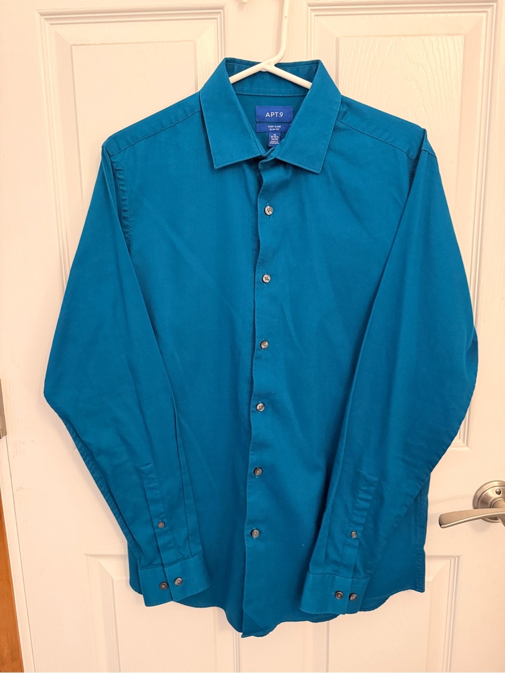 Apt. 9 Men's Teal-Blue Long Sleeve Dress Shirt